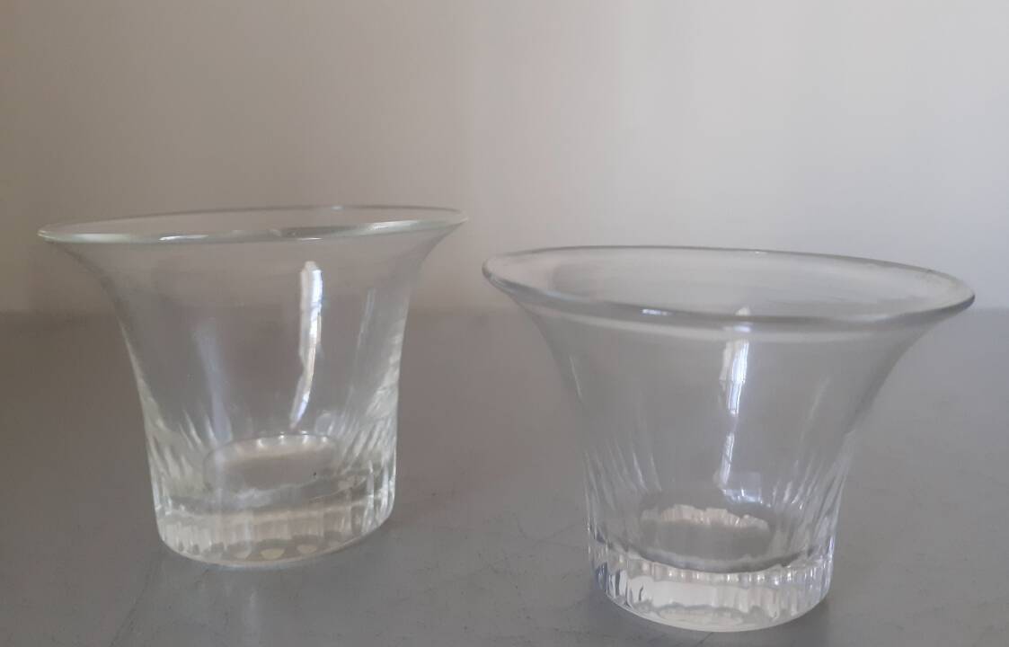 Pair of solid silver and crystal salt cellars