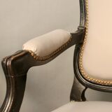 Pair of Convertible Armchairs Louis XV Style Pear Blackened Napoleon III