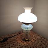 Mid-20th century opaline table lamp, iridescent opal color