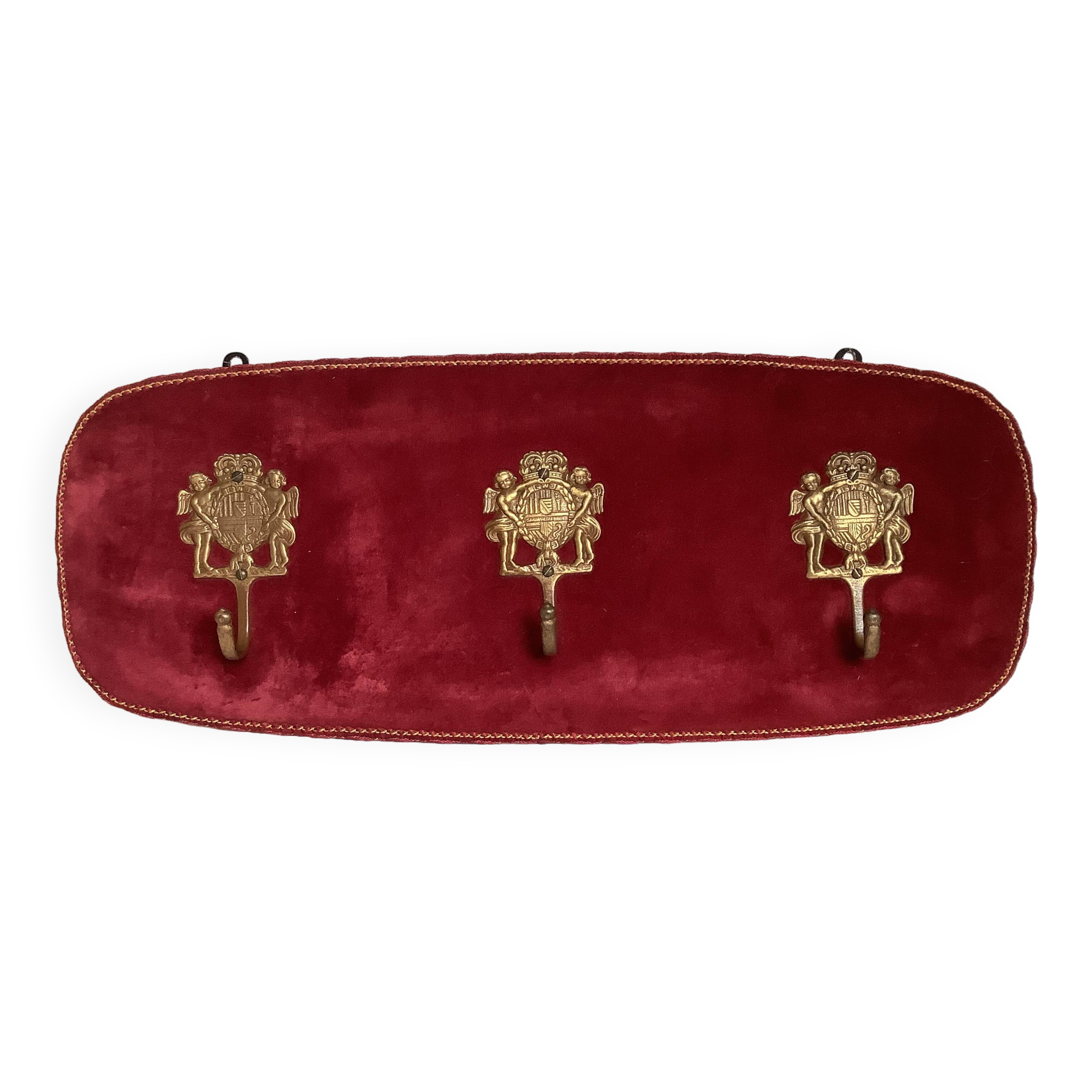 Baroque coat rack in garnet-burgundy velvet