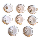 Suite de 8 assiettes à dessert vintage en porcelaine – Motif Épis de blé