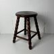 Midcentury bobbin wood turned stool, Charles Dudouyt style, France, 1950s