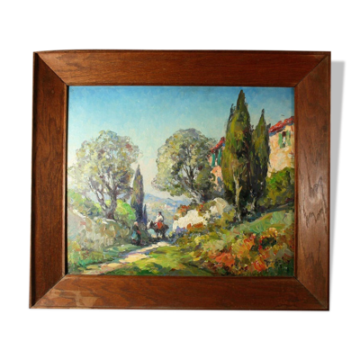 Huile sur toile Marius Hubert Robert, « Maison de ferme », XXème siècle
