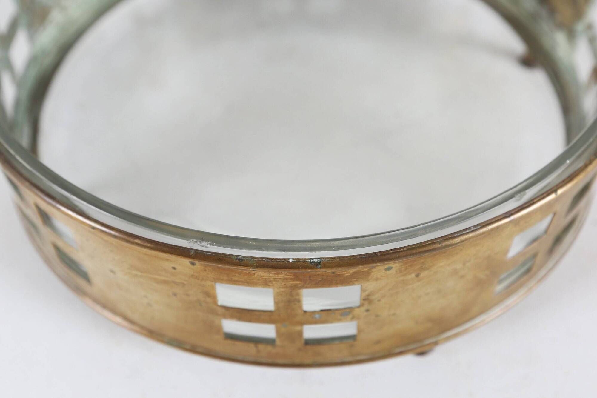 Art Deco Austrian Fruit Basket in Copper and Glass, 1920