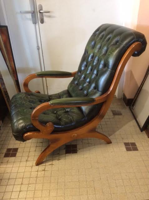 Green Chesterfield armchair