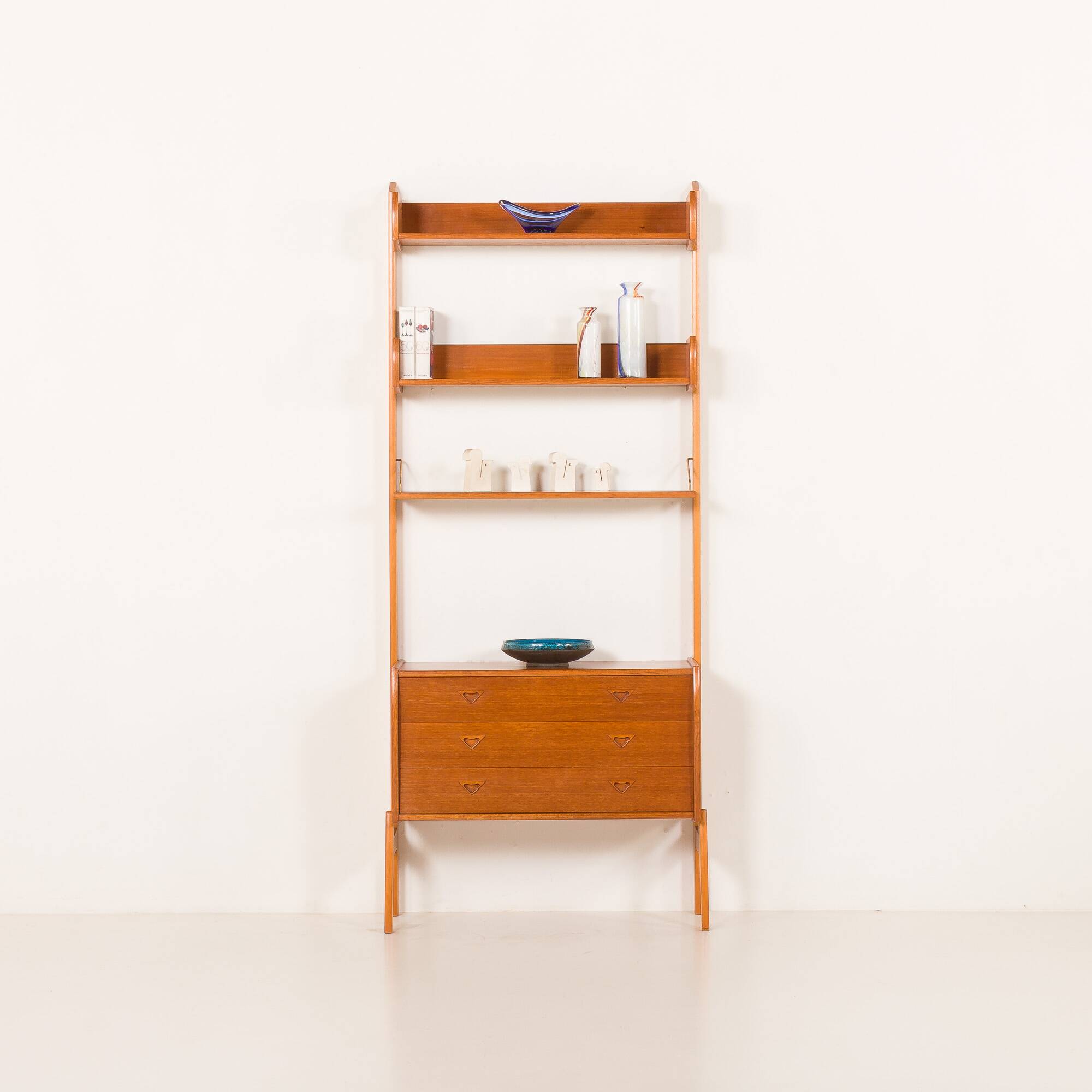 Scandinavian mid century teak free standing wall unit, 1960s
