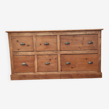 Old trade furniture with six solid pine drawers