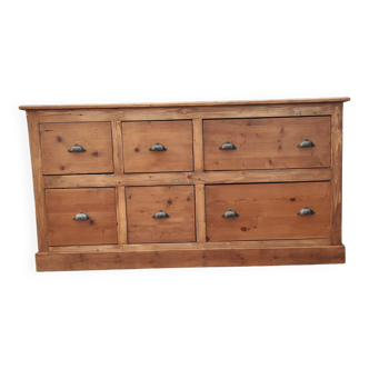 Old trade furniture with six solid pine drawers