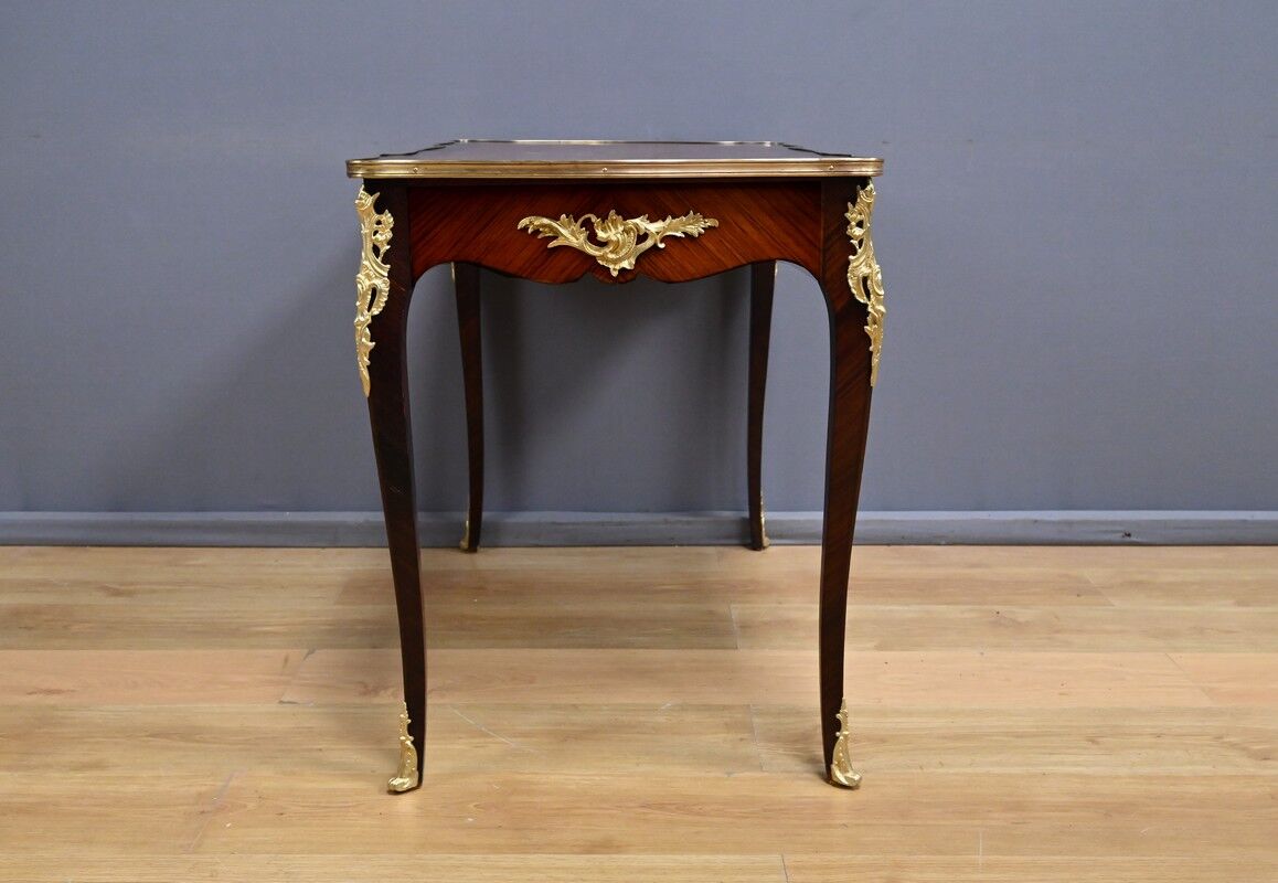 Rosewood, mahogany, and rosewood desk-table, Louis XV style – early 20th century.