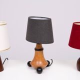 Trio de petites lampes de table des années 1960 avec abat-jour, Hollande