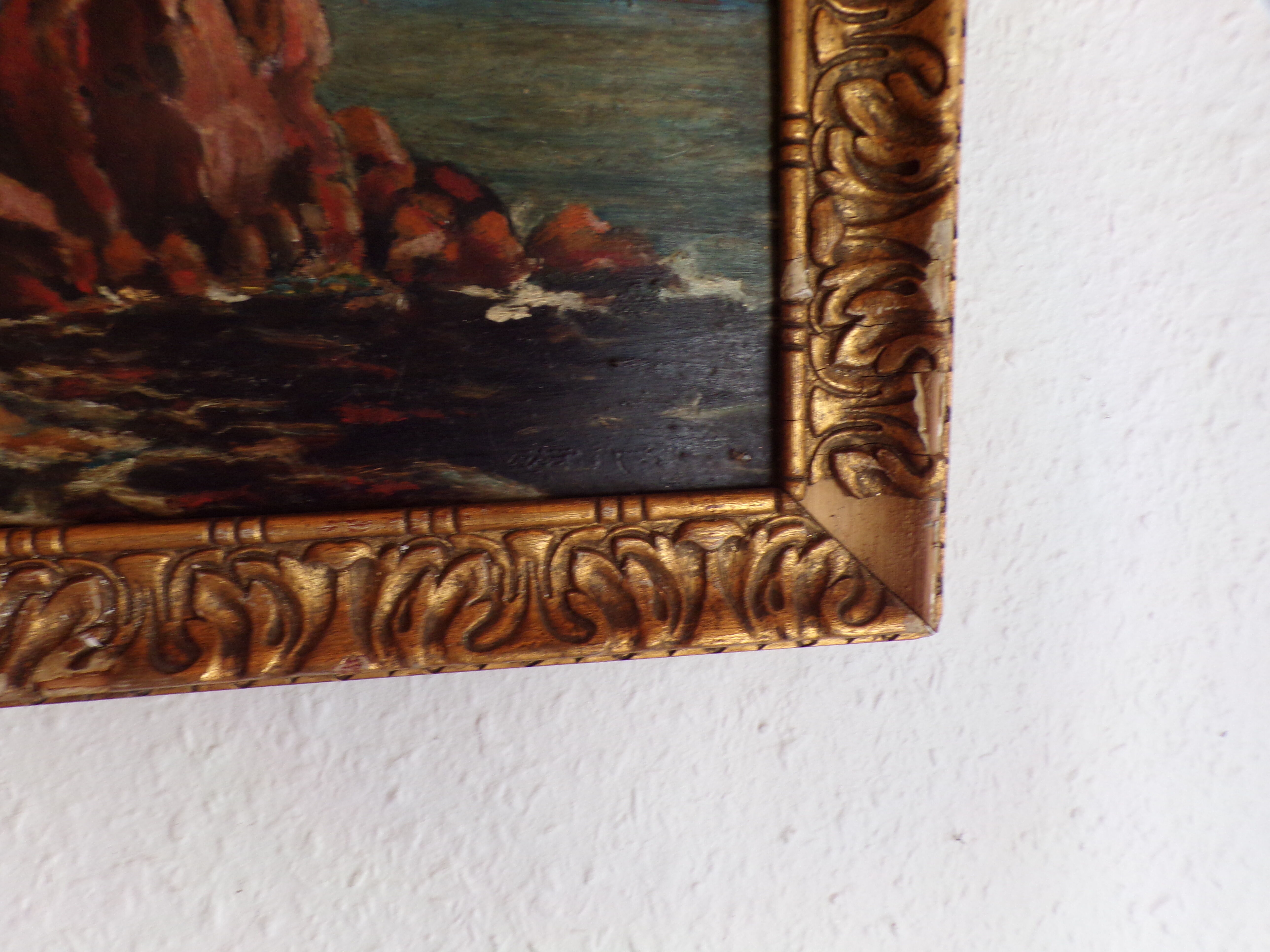 Signed seaside landscape painting dated 1929