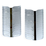 Pair of vintage 70s wall lights, chrome glass
