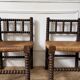 Pair of rush-seated chairs by the fireside "bobbin"