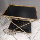Vintage brass rolling side table, SGDG 1976