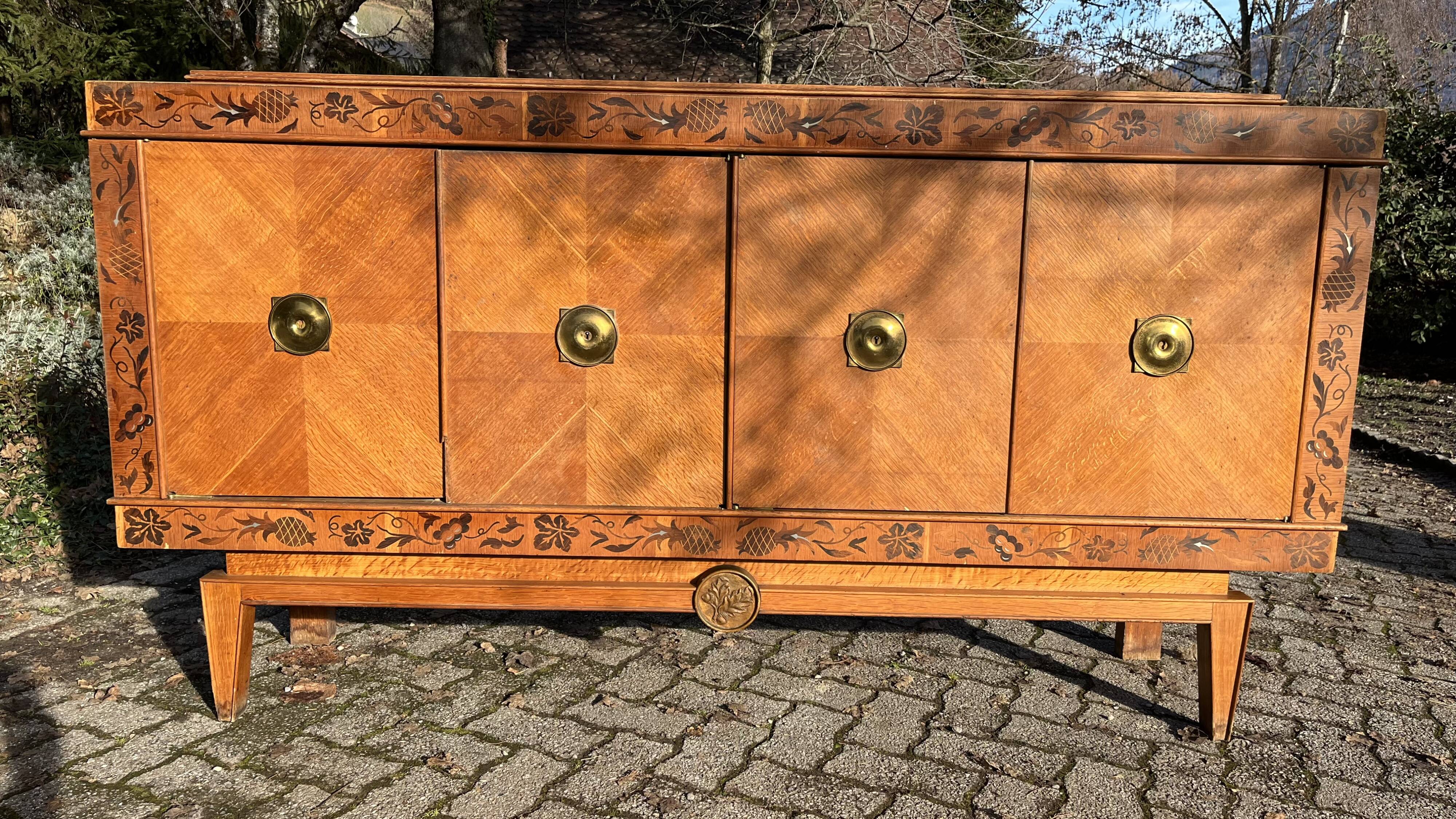 Oak and marquetry row 50s