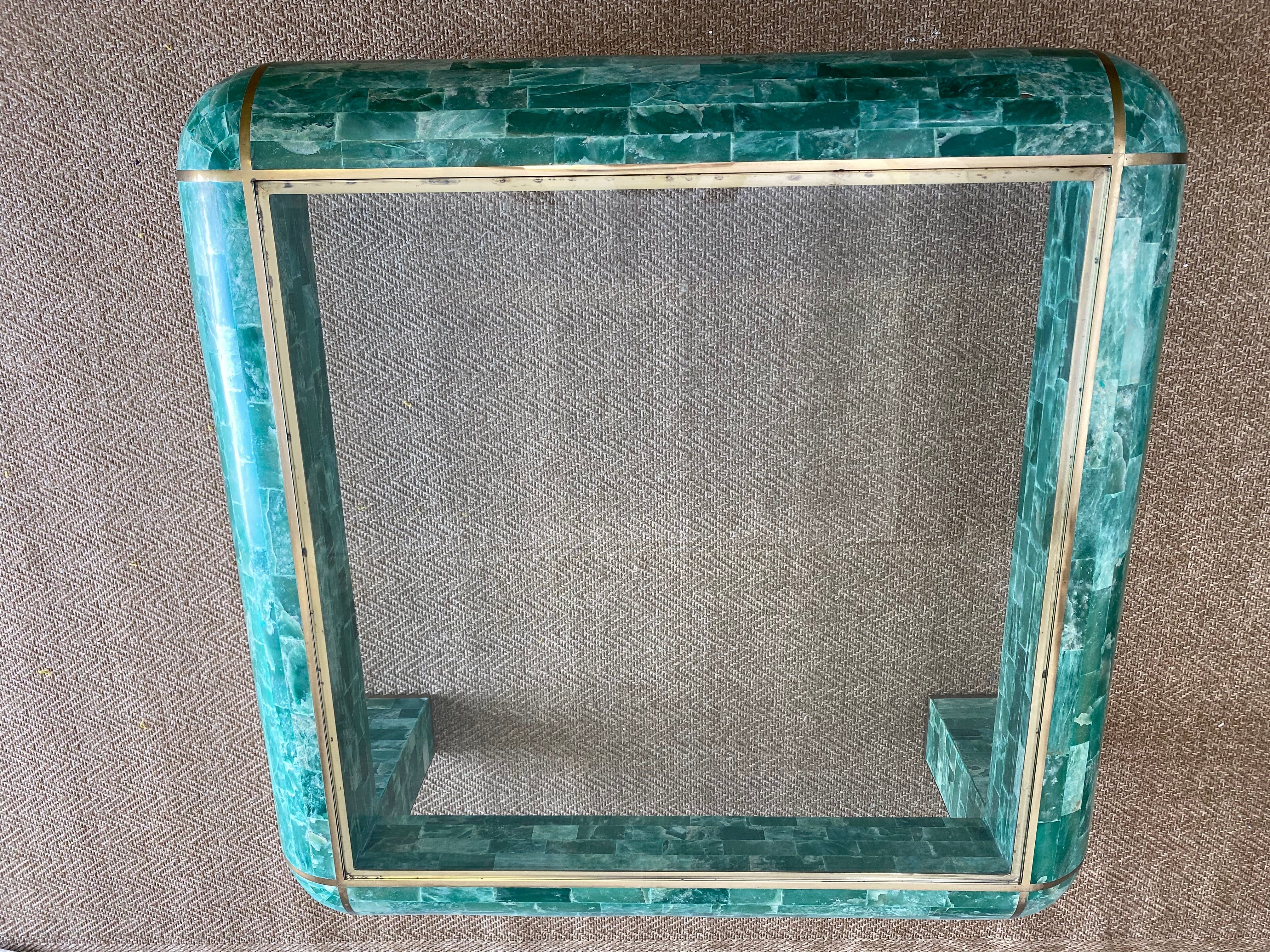 Coffee table in tessellated marble by Casa Bique 1970s Hollywood Regency (Karl Springer style)