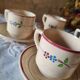 4 tasses et soucoupes terre de fer St Amand Moulin des Loups France, modèle Odette