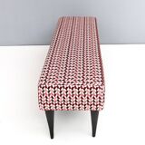Pair of Benches with Red Patterned Fabric Upholstery, Italy