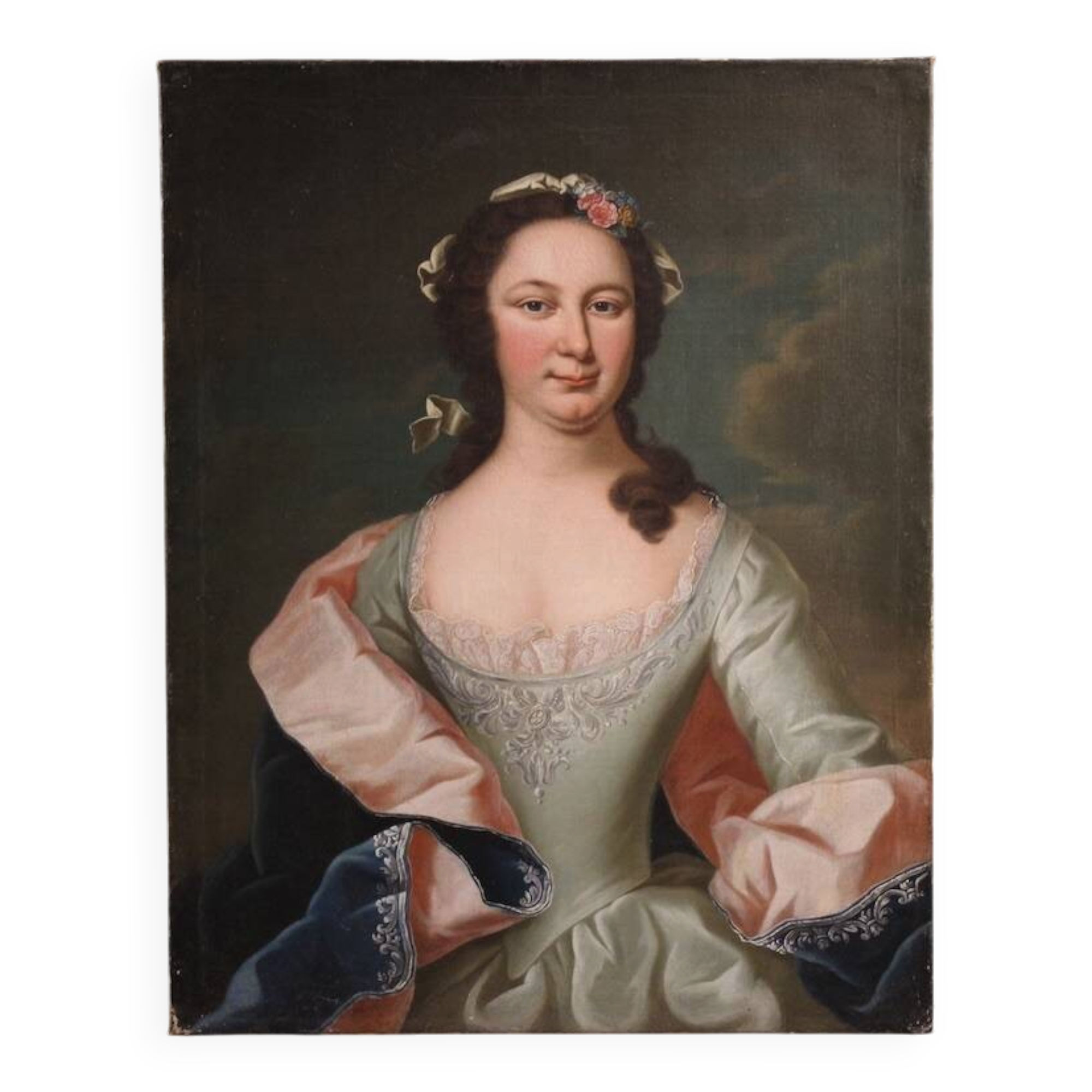 Antique 19th century portrait painting of a noblewoman