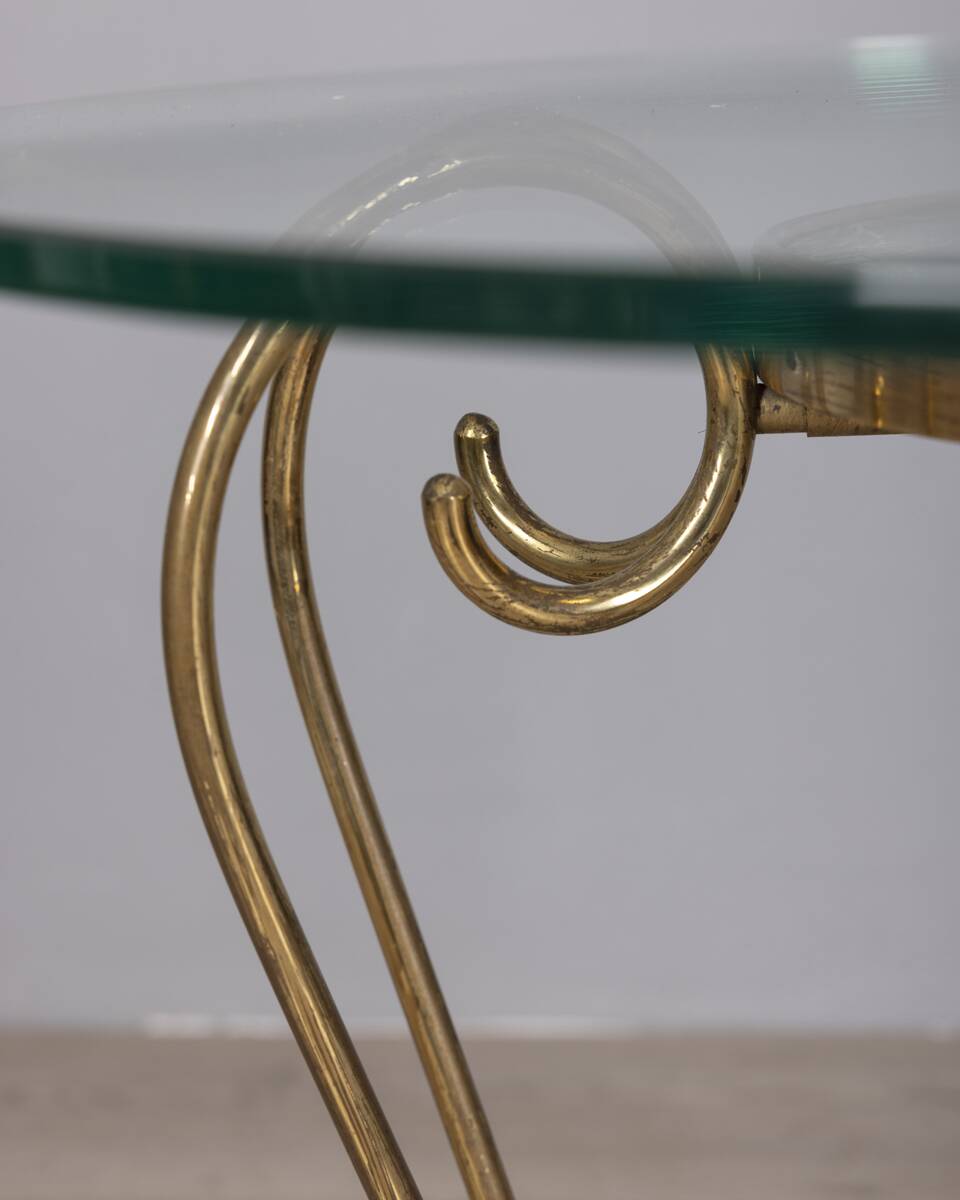 Vintage 1950s golden brass and glass coffee table Italian design