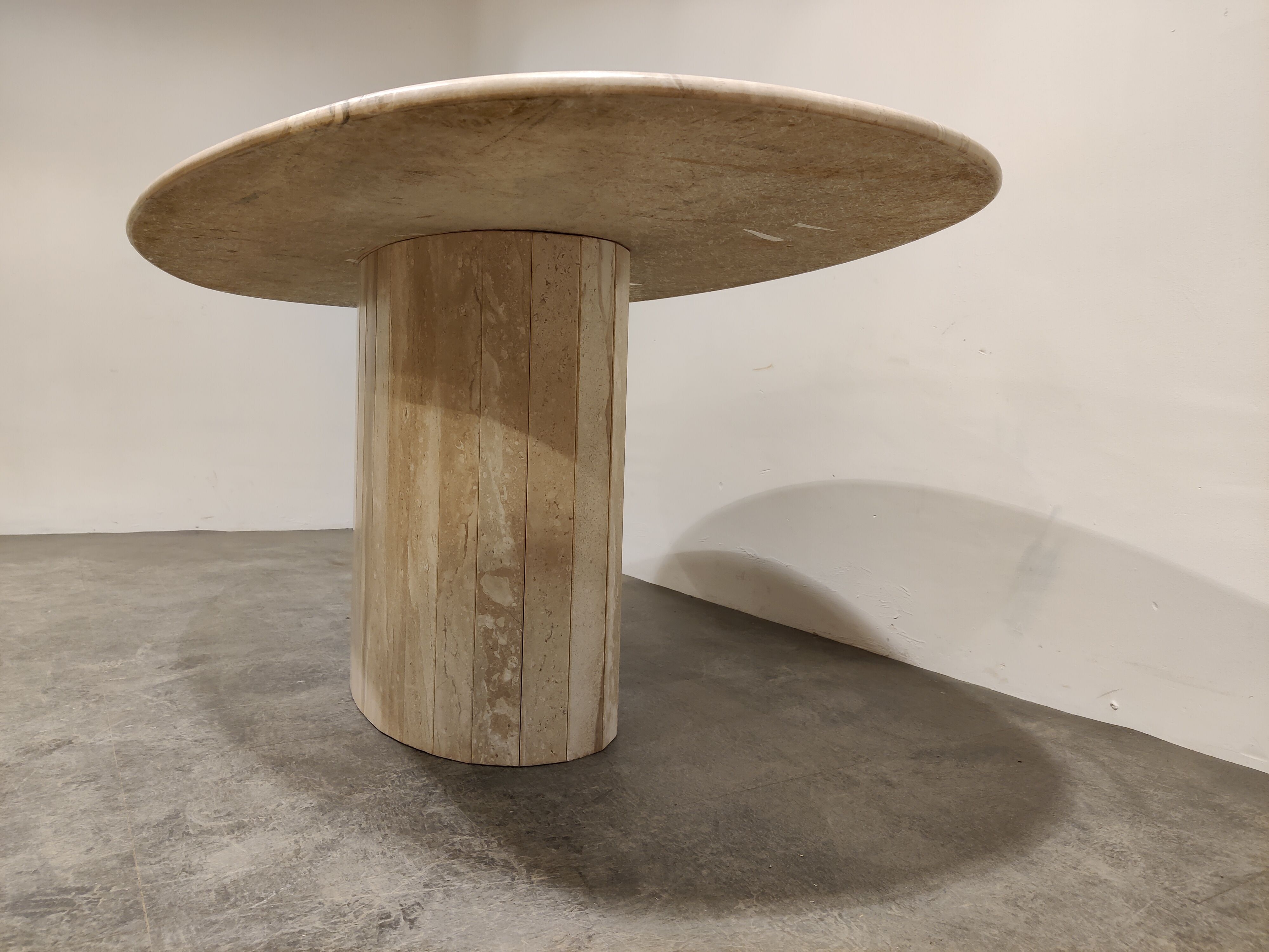 Vintage oval travertine dining table, 1970s