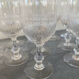 11 chiseled crystal wine glasses