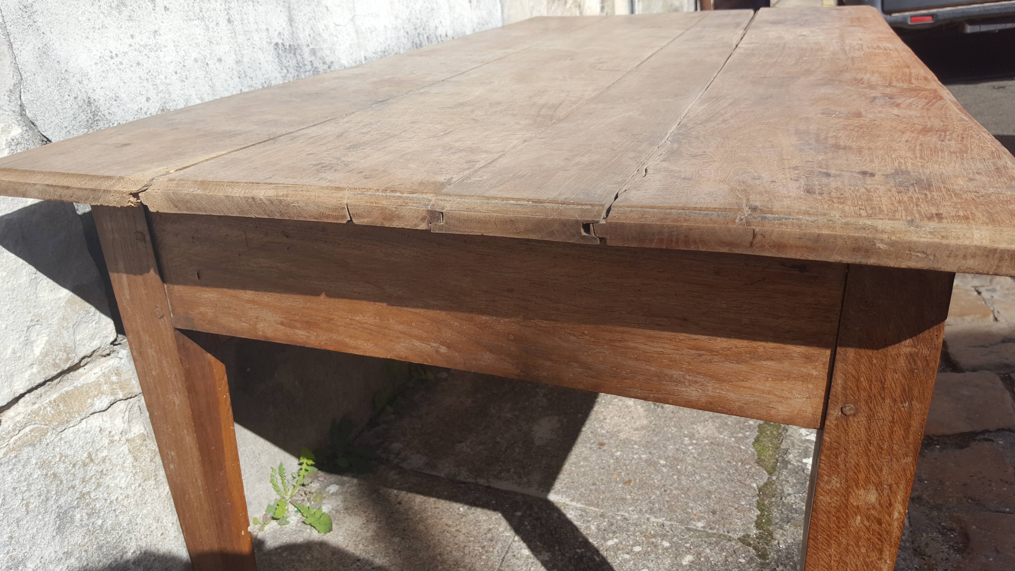 Raw wood farm table coffee table