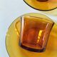 5 vintage amber Duralex cups and saucers