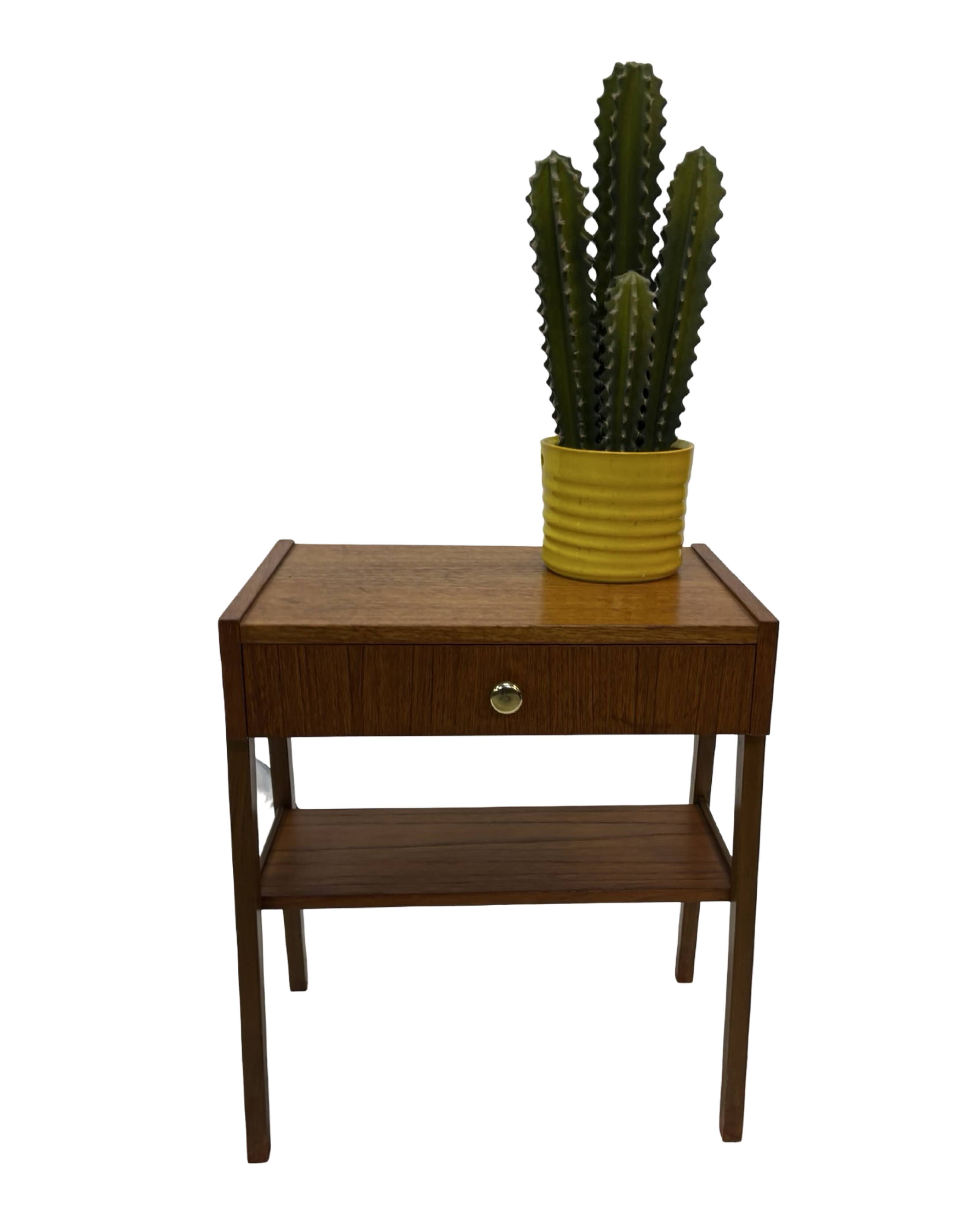 Vintage Compact Cabinet Bedside Table Teak Veneer 1960s