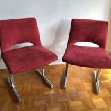 Paire de chaises rouges design Georges Frydman