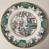 Boch Frères dessert plates Model Canton 1860 Japanese Polychrome decor