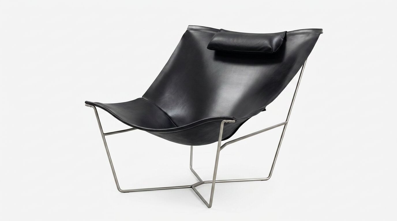 Black leather chair Semana, design by David Weeks for Habitat.