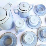 Service à café art déco en porcelaine bleu gris pâle