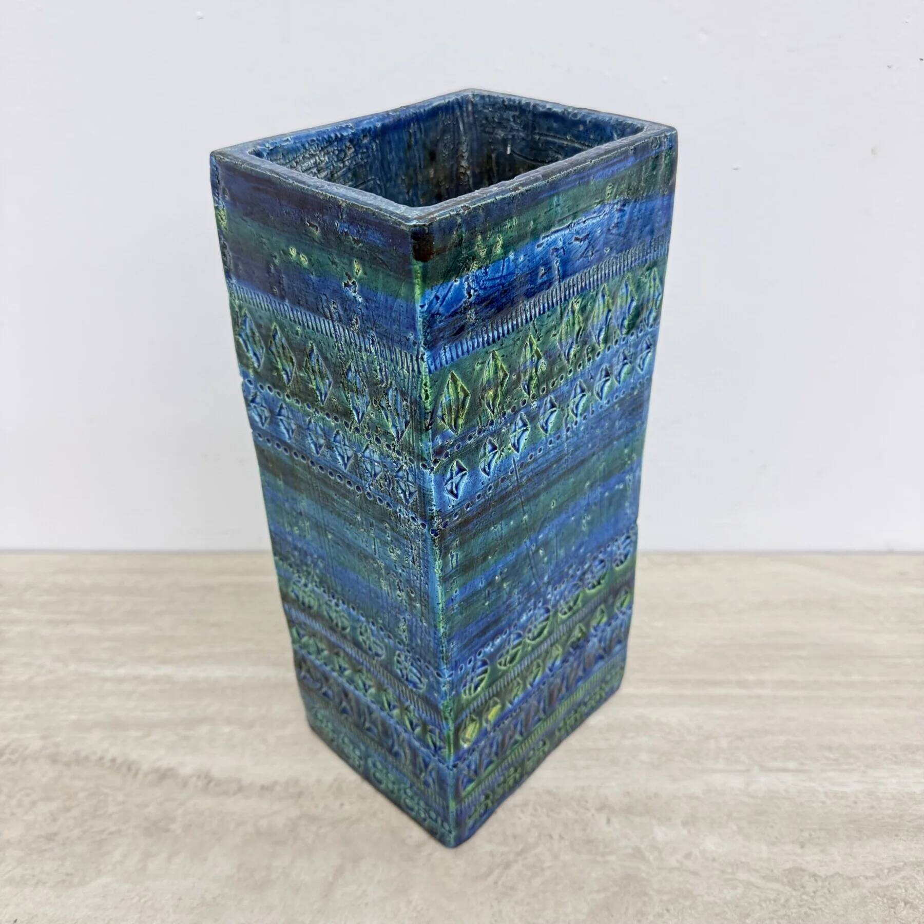 XL Bitossi ceramic vase in Rimini blue 727/30, Aldo Londi design, Italy