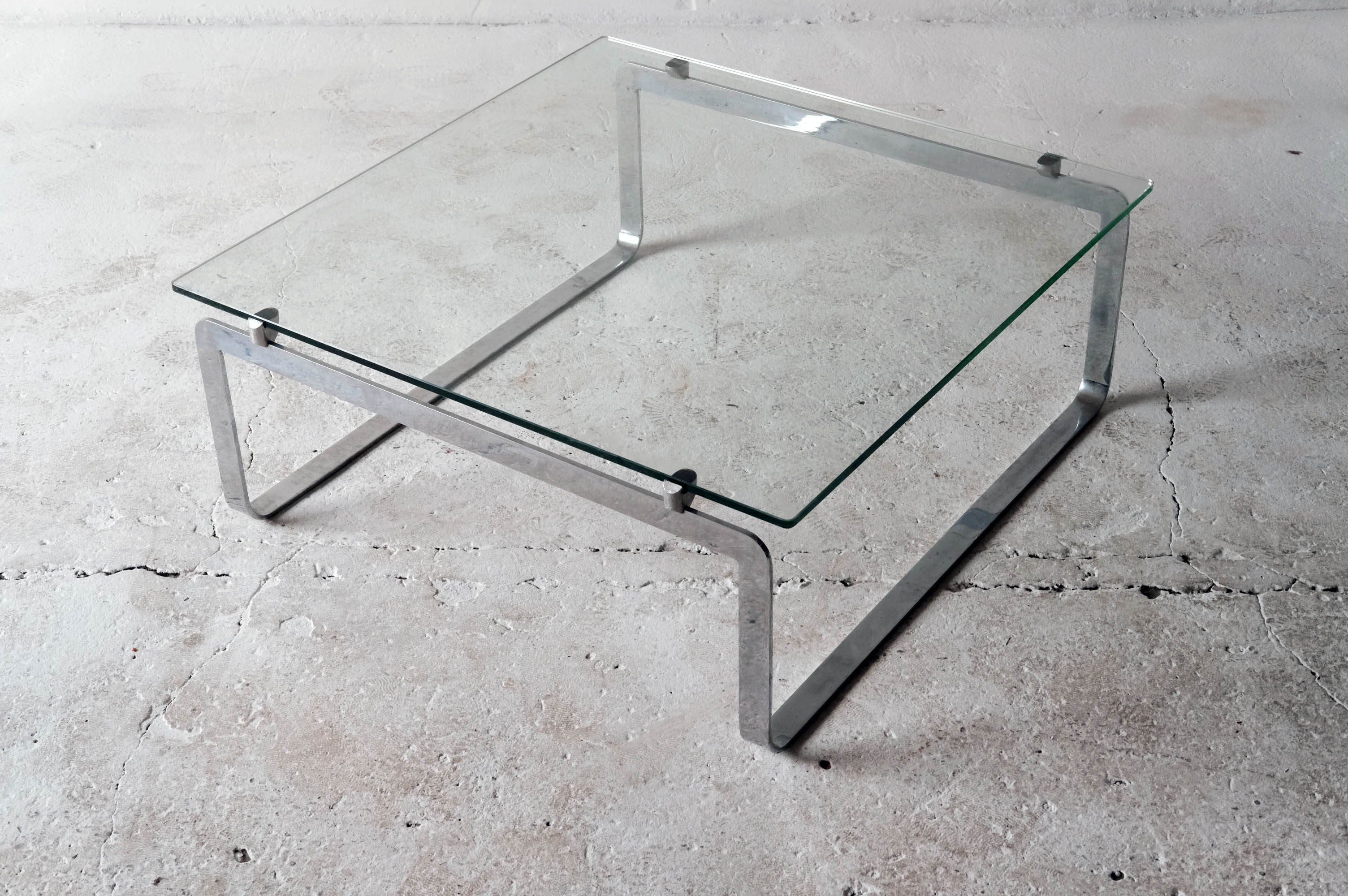 Coffe Table designed by Vittorio Introini, Steel and Glass, Italy, 1970s