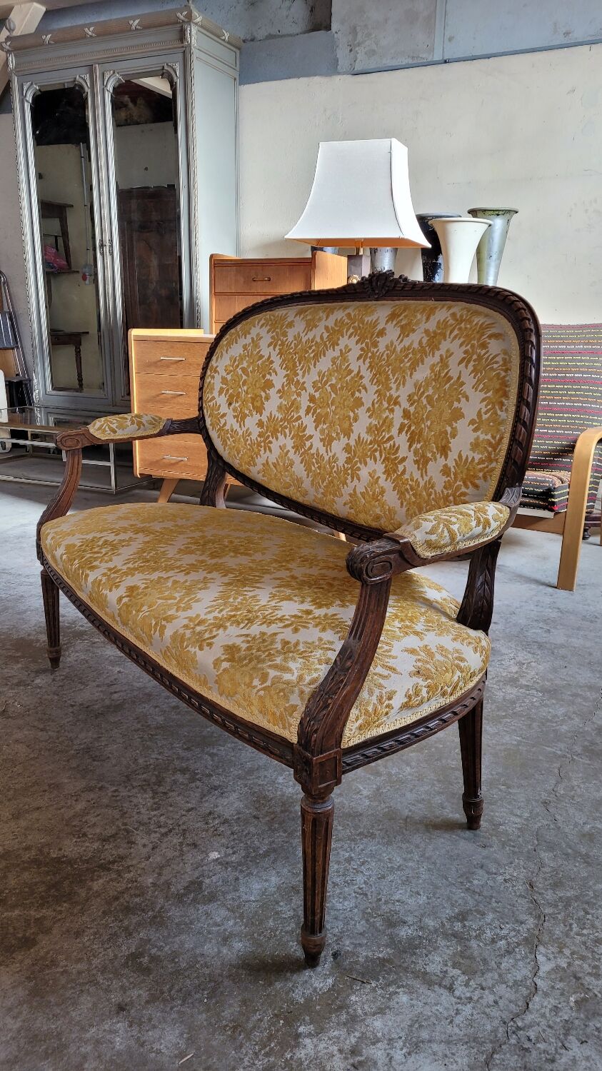 Louis XVI style sofa bench carved