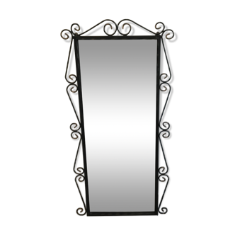 Miroir fer forgé torsadé années 50 52x108cm