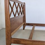Double bed from Atelier Saint-Sabin in solid oak with lattices - 1950s