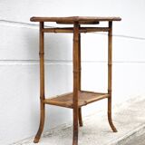 Bamboo and woven wicker table, vintage bamboo console, side table