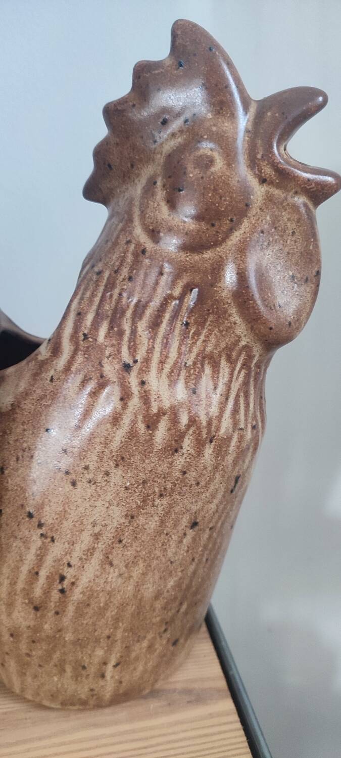 Zoomorphic ceramic pitcher from Vallauris, rooster shape