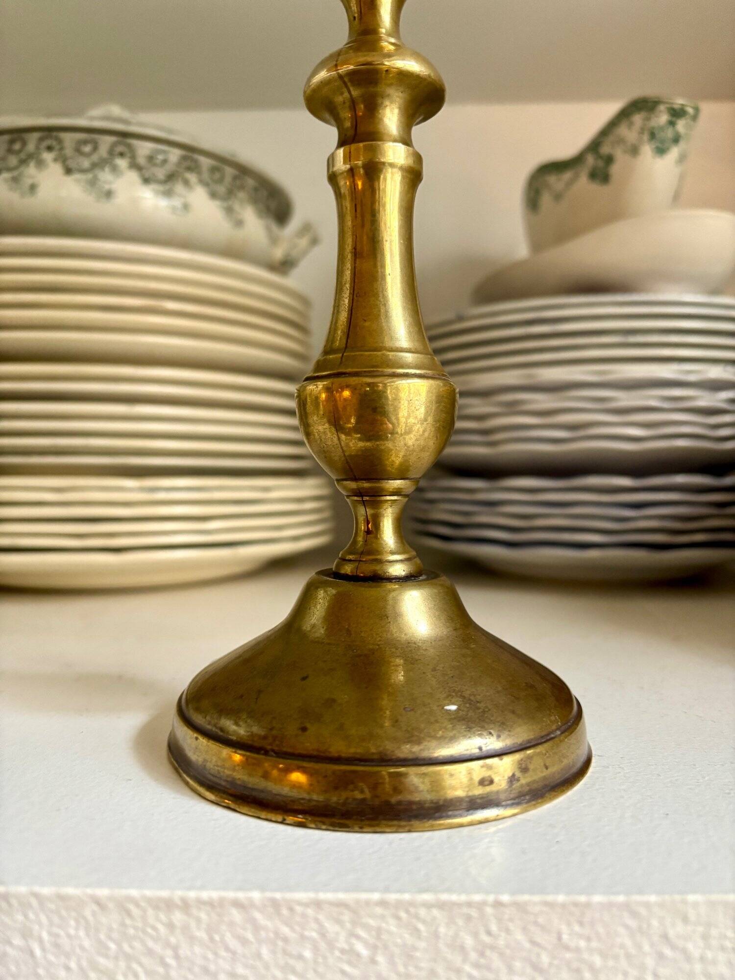 Golden brass candle holder