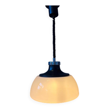 Mid-century plexiglass massive space age pendant lamp with white acrylic shade