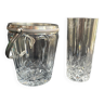 Seau glace avec cuillère et son verre – cristal taillé et métal argenté