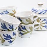 5 cups, 1 milk jug, 1 sugar bowl by Michel Barbier Vallauris