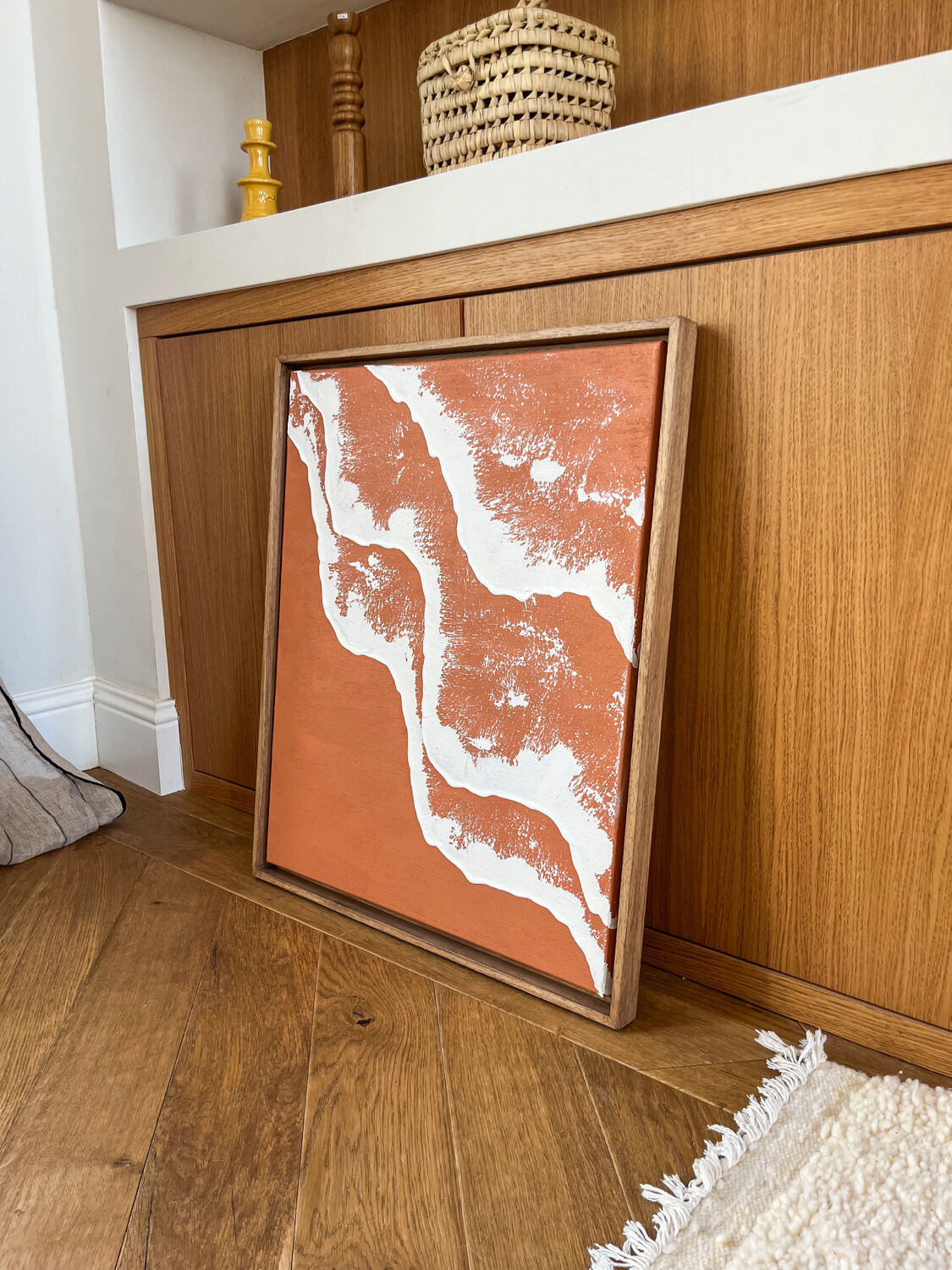 Tableau vagues en relief terra cota