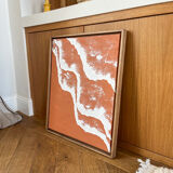 Tableau vagues en relief terra cota