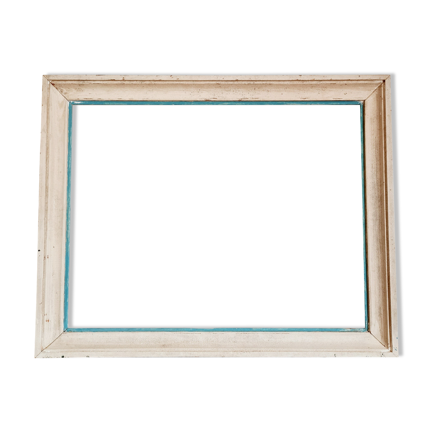 Old frame in white and blue wood