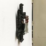 Vintage Italian brutalist wrought iron wall lamp by Albano Poli for Poliarte, set of 4.