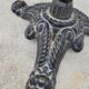 Parisian bistro pedestal table in cast iron and antique marble