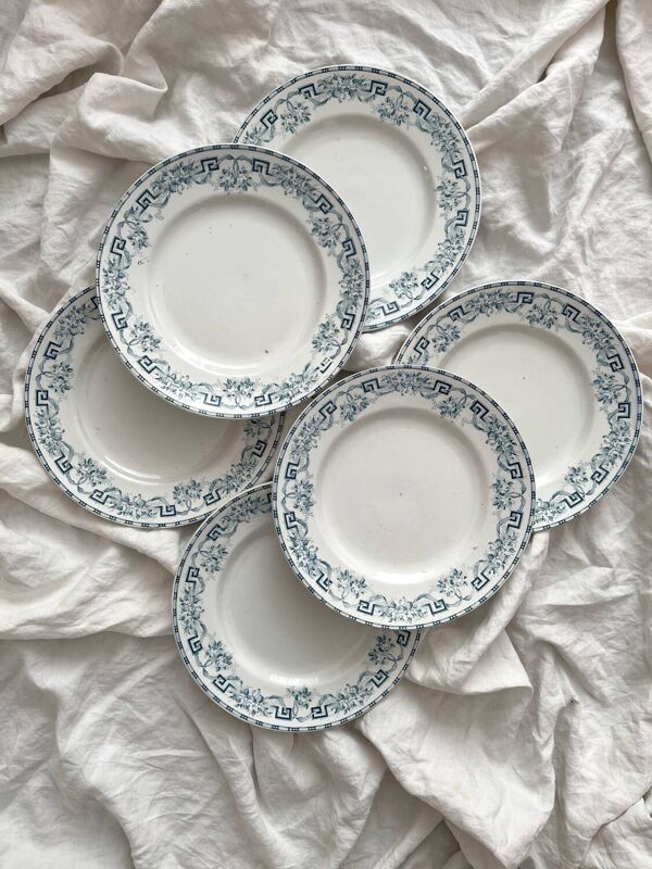 6 assiettes plates en terre de fer « Athènes » Saint Amand et Hamage